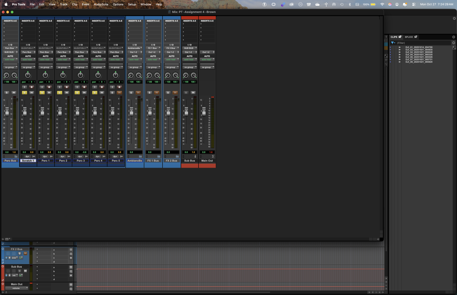 Pro Tools mix session — studio mixes